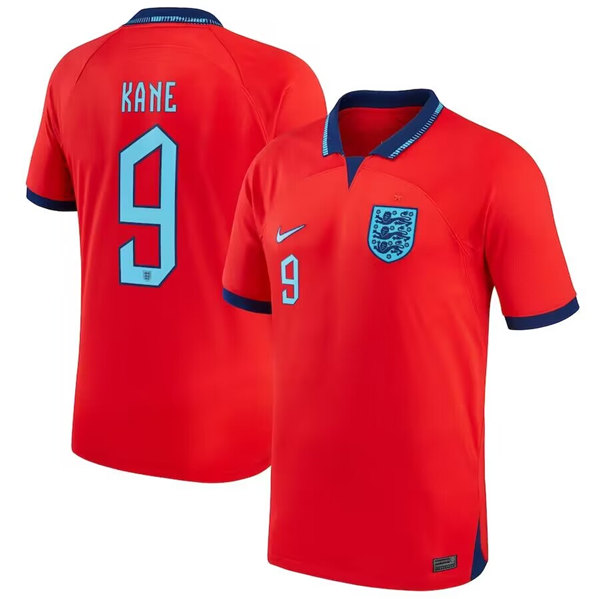 Men's England #9 Kane 2022 Red Soccer Shirt